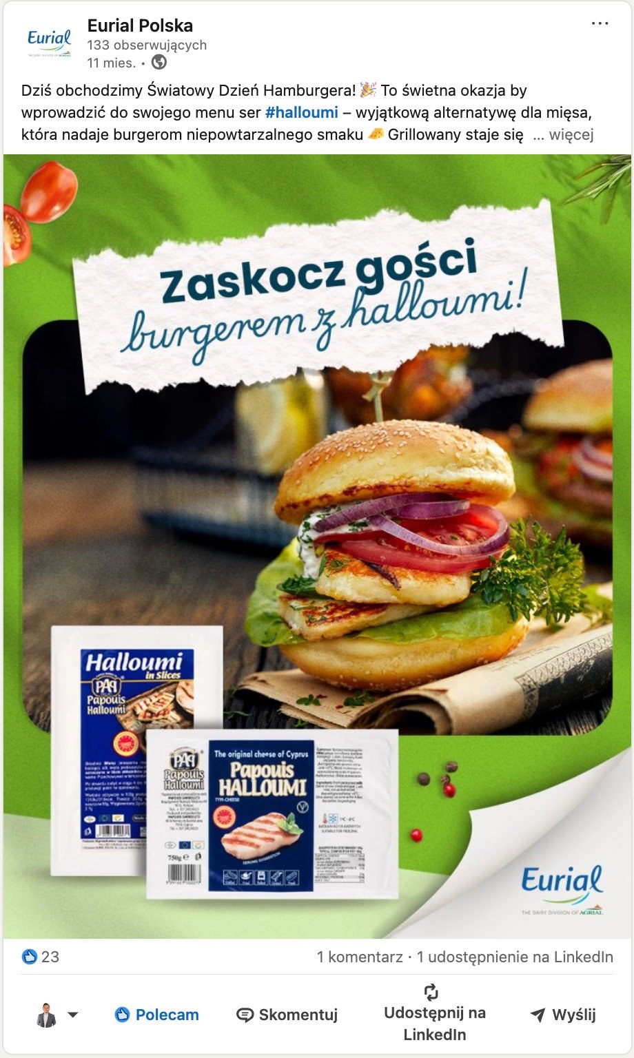 Post Eurial Polska — Światowy Dzień Hamburgera, halloumi jako alternatywa dla mięsa